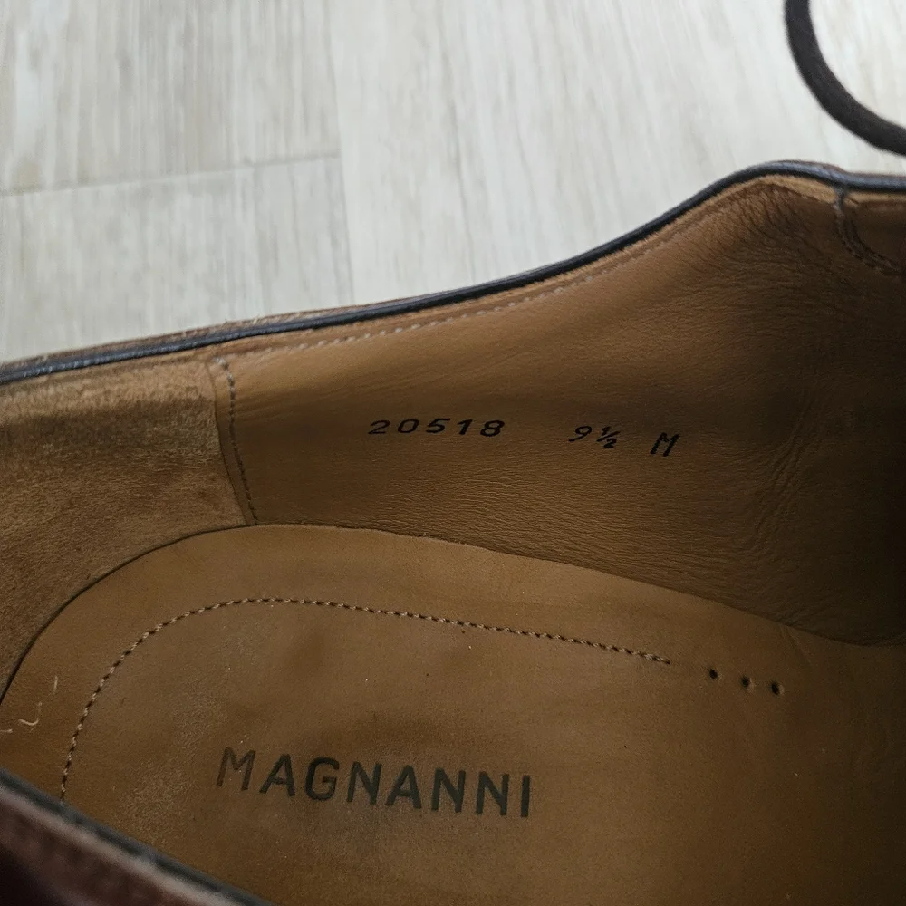 Magnanni Manolo Medallion Toe Oxford Cognac 20518 Men's Size 9.5
